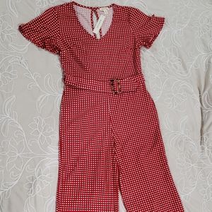 Red & White Monteau Jumpsuit